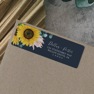 Rustikale Sonnenblume   Navy Return Address Label
