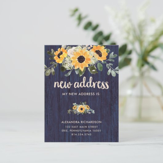 Rustikale Sonnenblume | Neue Ankündigung zur Adres (Stehend Vorderseite)