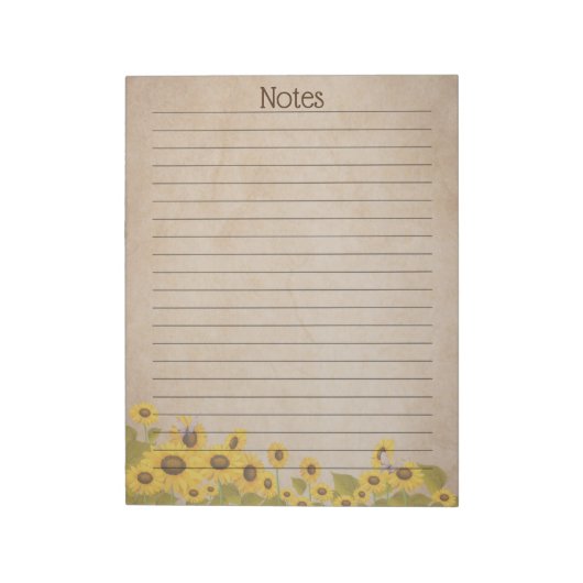 Rustikale Sonnenblume Notizblock (Rotiert)