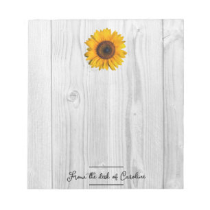 Rustikale Sonnenblume Personalisiert Notepad Notizblock