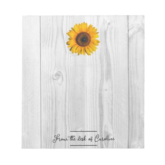 Rustikale Sonnenblume Personalisiert Notepad Notizblock (Vorderseite)