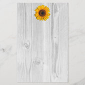 Rustikale Sonnenblume Personalisiert Stationierung Briefpapier (Rückseite)