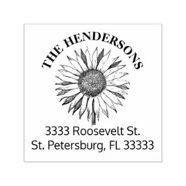 Rustikale Sonnenblume Personalisierte Rücksendeadr Permastempel