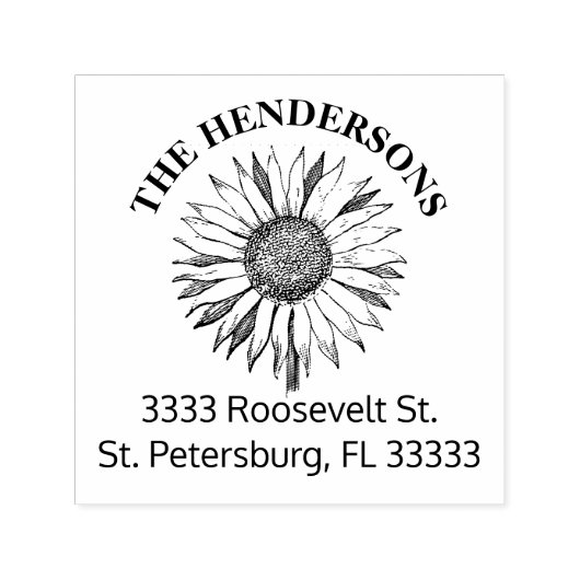 Rustikale Sonnenblume Personalisierte Rücksendeadr Permastempel (Design)
