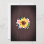 Rustikale Sonnenblume PInk Floral Lights Hochzeit Einladung (Rückseite)