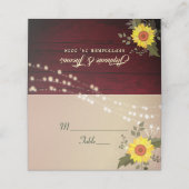 Rustikale Sonnenblume-Platzkarte Platzkarte (Außenseite Aufgefaltet)