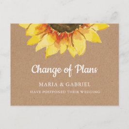 Rustikale Sonnenblume. Postpone kraft Ändern des D Einladungspostkarte