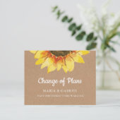 Rustikale Sonnenblume. Postpone kraft Ändern des D Einladungspostkarte (Stehend Vorderseite)