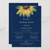 Rustikale Sonnenblume Probe Abendessen Einladung (Vorne/Hinten)