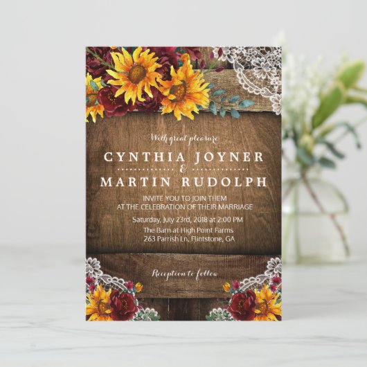 Rustikale Sonnenblume Probe Abendessen Einladung (Stehend Vorderseite)