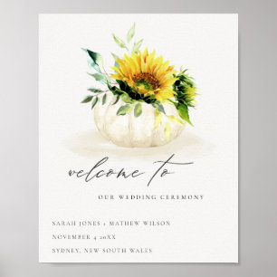 Rustikale Sonnenblume Pumpkin Floral Wasserfarbe W Poster