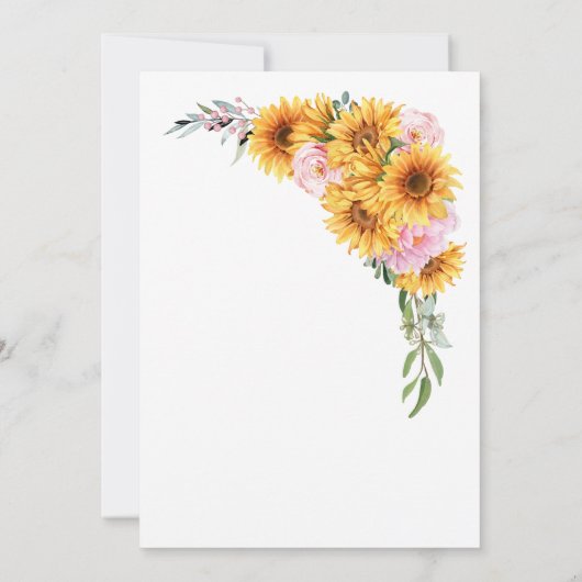 Rustikale Sonnenblume Rosa Hochzeit Einladung (Rückseite)