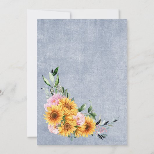 Rustikale Sonnenblume Rosengräber Hochzeit Einladung (Rückseite)