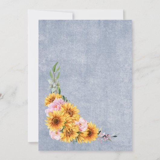 Rustikale Sonnenblume Rosenstraße Hochzeit Einladung (Rückseite)