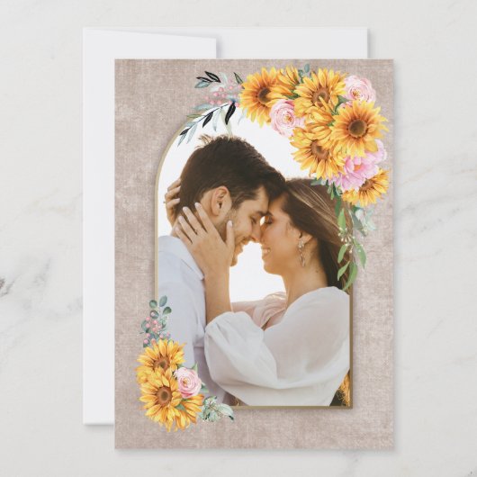 Rustikale Sonnenblume Rosenstraße Hochzeit Einladung (Rückseite)