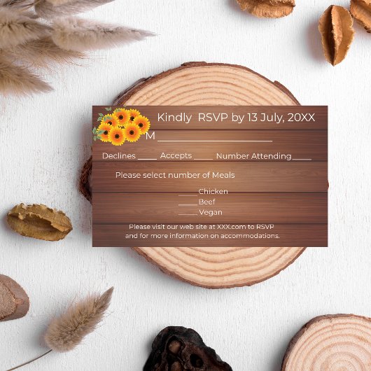 Rustikale Sonnenblume RSVP Karte