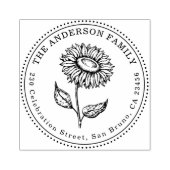 Rustikale Sonnenblume Runde Familienname Rücksende Gummistempel (Prägung)