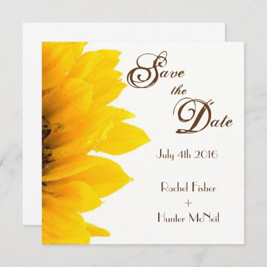 Rustikale Sonnenblume Save the Date (Vorne/Hinten)