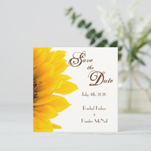 Rustikale Sonnenblume Save the Date (Stehend Vorderseite)