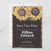 Rustikale Sonnenblume Save the Date Ankündigung (Vorderseite)