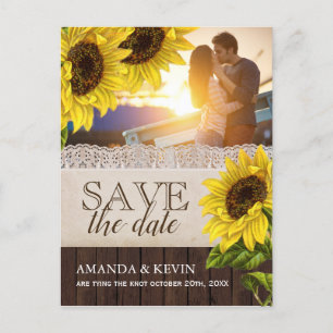 Rustikale Sonnenblume Save the Date Ankündigungspostkarte