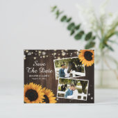 Rustikale Sonnenblume Save the Date Foto Postkarte (Stehend Vorderseite)