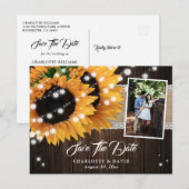 Rustikale Sonnenblume Save the Date Foto Postkarte (Vorne/Hinten)