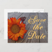 Rustikale Sonnenblume Save the Date Hochzeit Postk Ankündigungspostkarte (Vorne/Hinten)