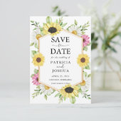 Rustikale Sonnenblume Save the Date Hochzeitkarte (Stehend Vorderseite)