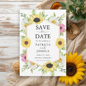 Rustikale Sonnenblume Save the Date Hochzeitkarte