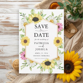Rustikale Sonnenblume Save the Date Hochzeitkarte