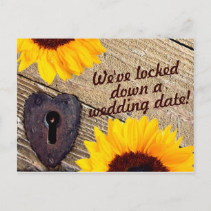 Rustikale Sonnenblume Save the Date Hochzeitkarte Ankündigungspostkarte