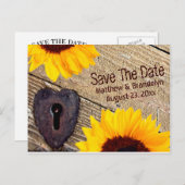 Rustikale Sonnenblume Save the Date Hochzeitkarte Ankündigungspostkarte (Vorne/Hinten)