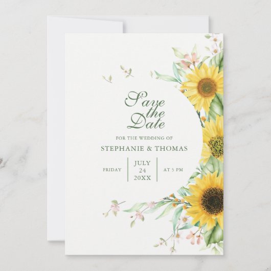 Rustikale Sonnenblume Save the Date Karte (Vorderseite)