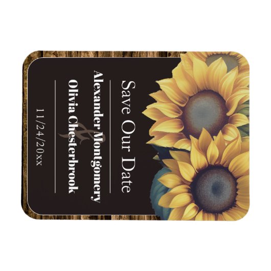 Rustikale Sonnenblume Save the Date Magnet (Horizontal)