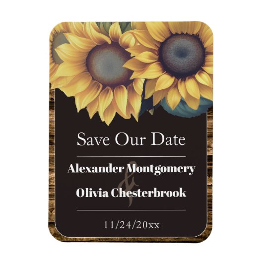 Rustikale Sonnenblume Save the Date Magnet (Vertikal)