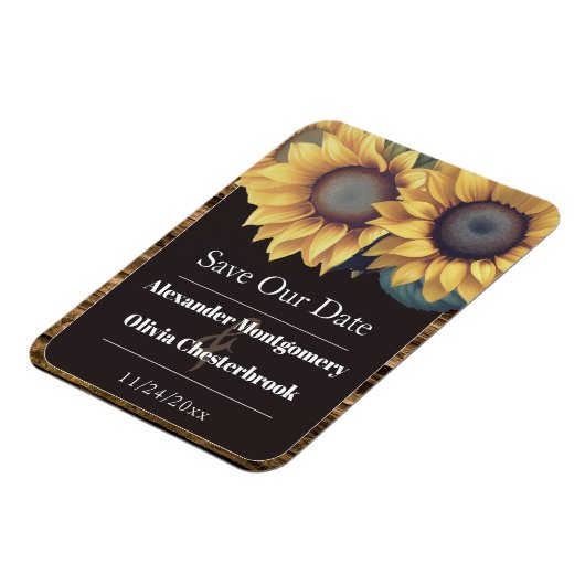 Rustikale Sonnenblume Save the Date Magnet (Linke Seite)
