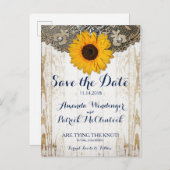 Rustikale Sonnenblume Save the Date Postkarte (Vorne/Hinten)