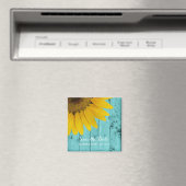 Rustikale Sonnenblume Save the Date Türkisholz Magnet (In Situ (Geschirrspüler))