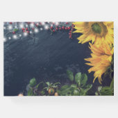 Rustikale Sonnenblume, Schiefer und Lichtereihen Gästebuch (Rückseite)