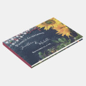 Rustikale Sonnenblume, Schiefer und Lichtereihen Gästebuch (Ecke)