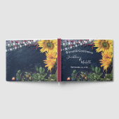 Rustikale Sonnenblume, Schiefer und Lichtereihen Gästebuch (Voll)