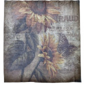 Rustikale Sonnenblume Schmetterling Ephemera Duschvorhang (Vorderseite)