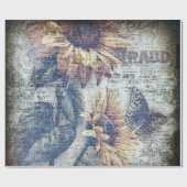 Rustikale Sonnenblume Schmetterling Ephemere Geschenkpapier (Flach)