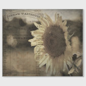 Rustikale Sonnenblume Schmetterling Ephemere Geschenkpapier (Flach)