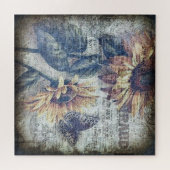 Rustikale Sonnenblume Schmetterling Ephemere Puzzle (Horizontal)