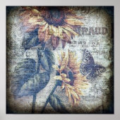 Rustikale Sonnenblume Schmetterling Ephemeride Gru Poster (Vorne)