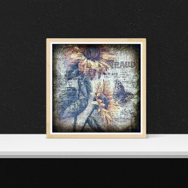 Rustikale Sonnenblume Schmetterling Ephemeride Gru Poster