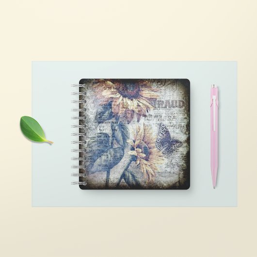 Rustikale Sonnenblume Schmetterling Ephemeride Rez Notizblock