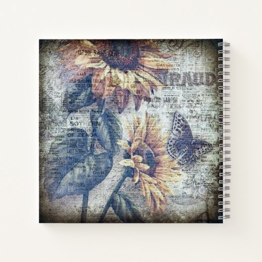 Rustikale Sonnenblume Schmetterling Ephemeride Rez Notizblock (Rückseite)